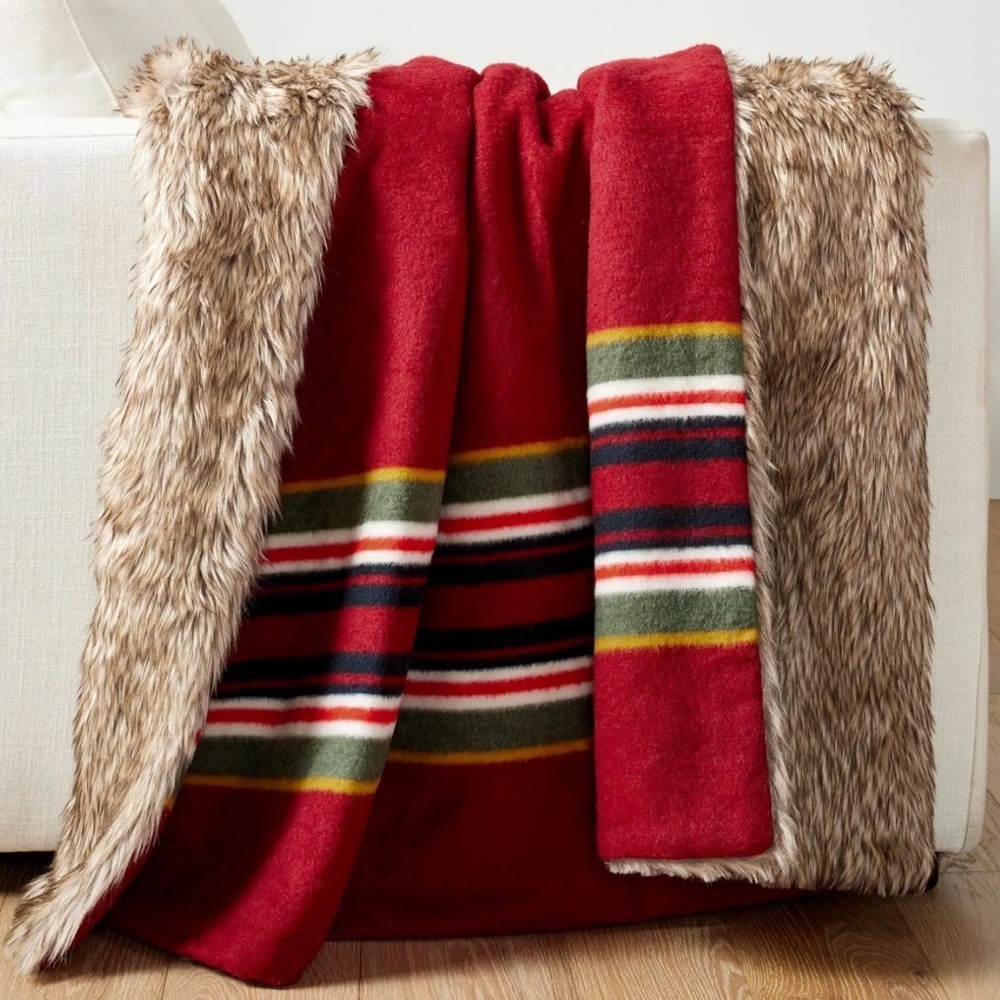 NWT Pottery Barn X Pendleton
Yakima Faux Fur Stripe Throw.